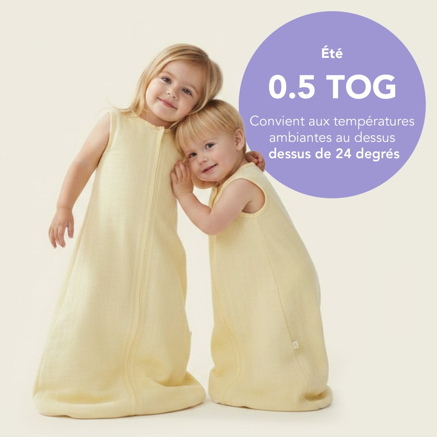 Gigoteuse bébé été - mousseline - 0.5 Tog_Jaune Clair_5_423
