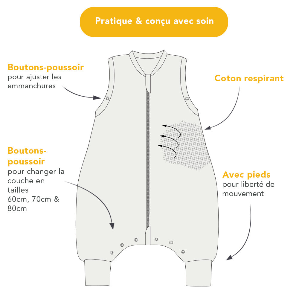 Gigoteuse à pieds été & mi-saison - uni - TOG 1