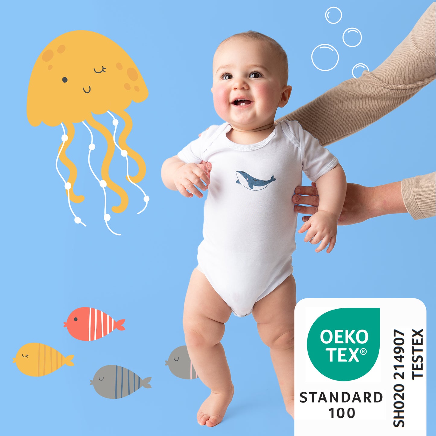 Body bébé manches courtes 100% bio - lot de 5_Animaux marins_2_430