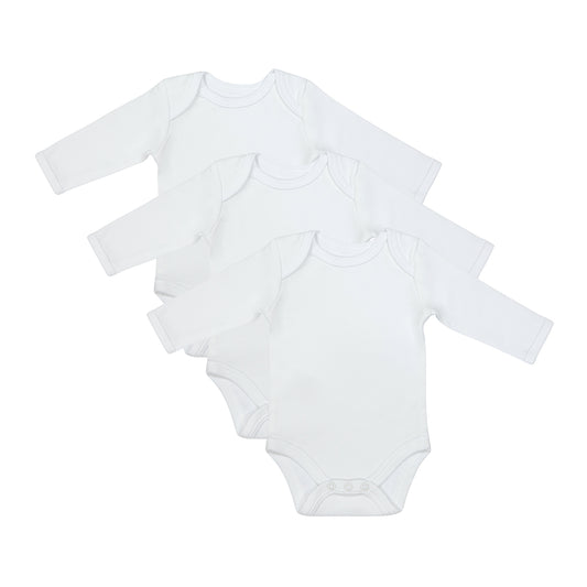 Body bébé à manches longues 100% bio - lot de 3_Blanc_1_434