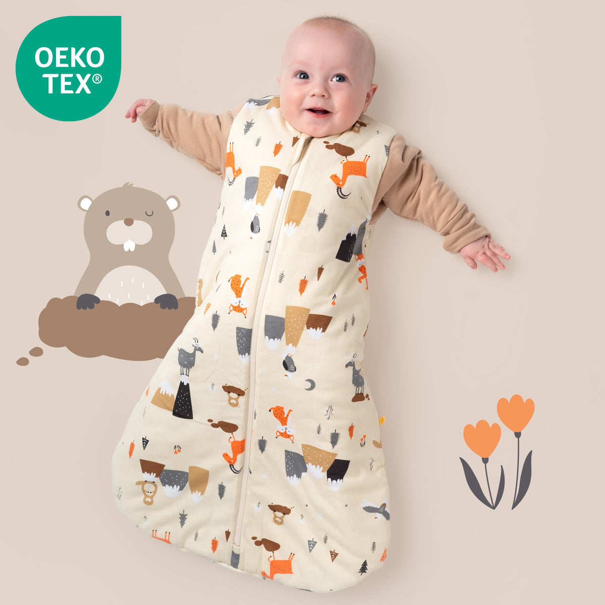 Gigoteuse bébé hiver - 3.5 TOG_Animaux de montagne_OEKOTEX_471