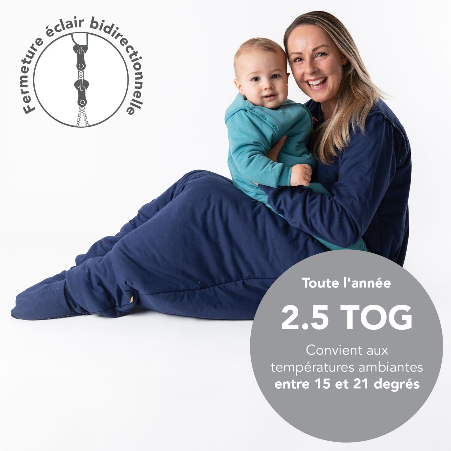 Gigoteuse à pieds adulte - manches amovibles - 2.5 TOG