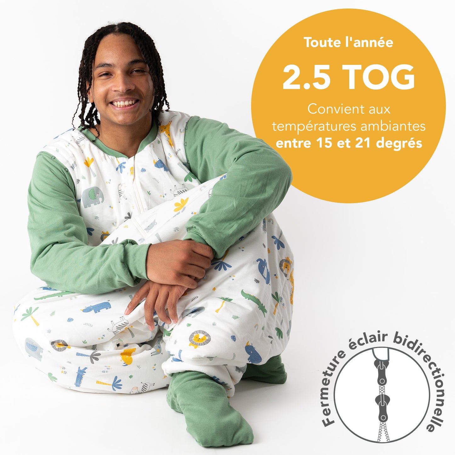 Gigoteuse à pieds adulte - manches amovibles - 2.5 TOG