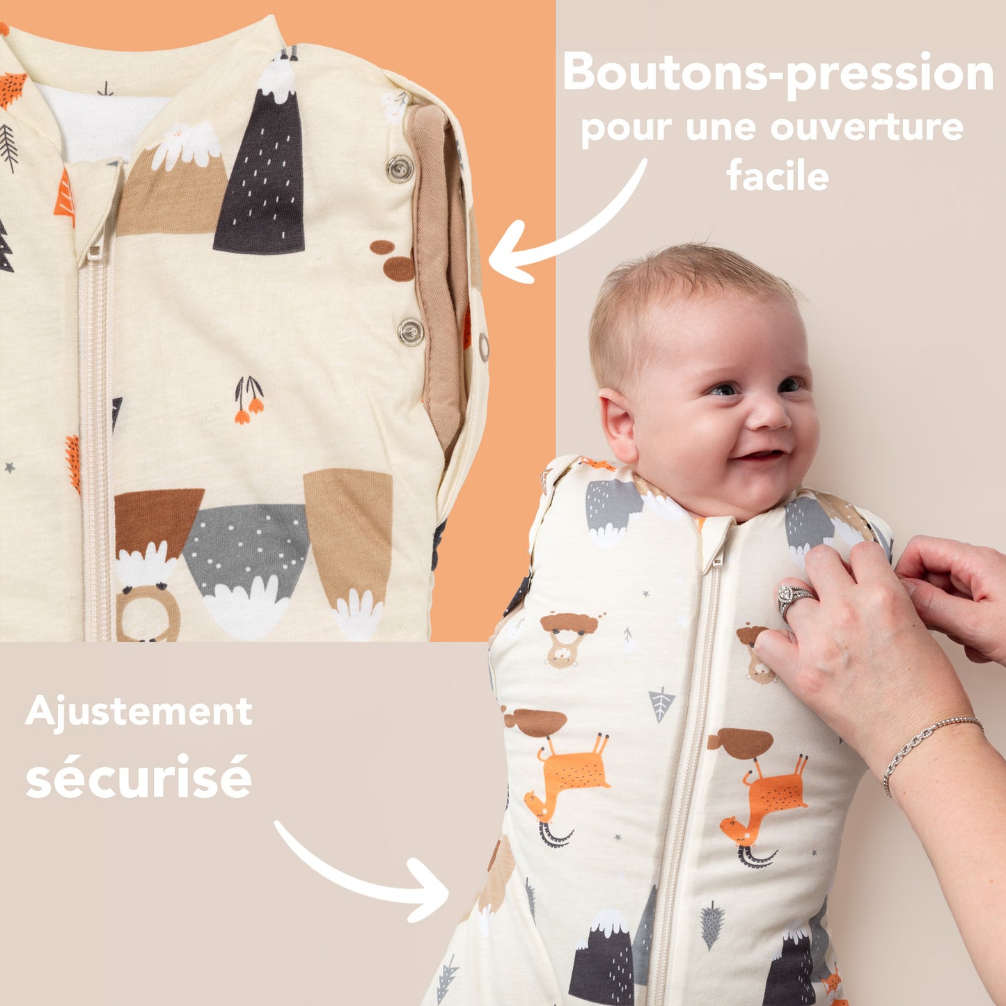 Sac de couchage emmaillotage bébé 1.0 TOG