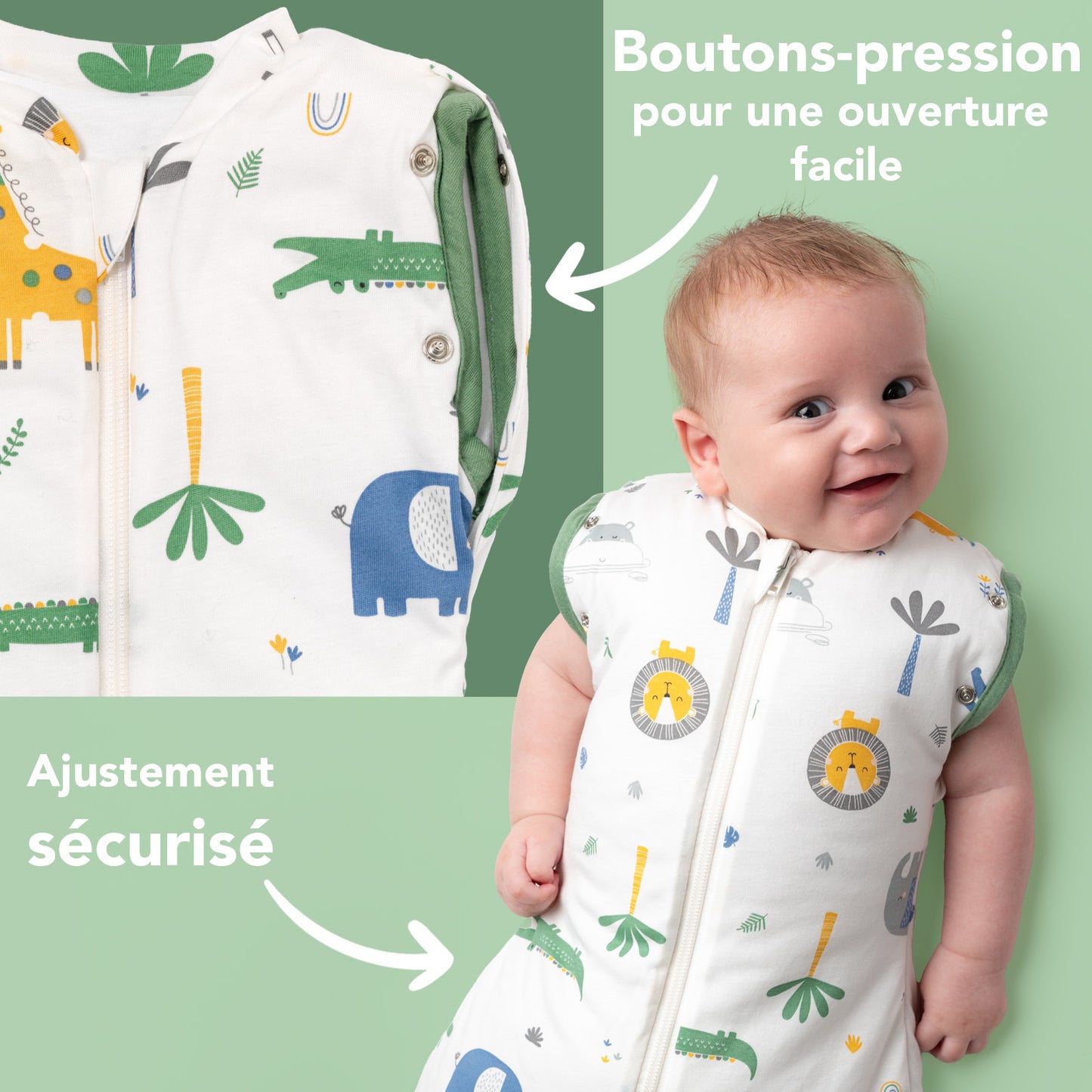 Sac de couchage emmaillotage bébé 1.0 TOG